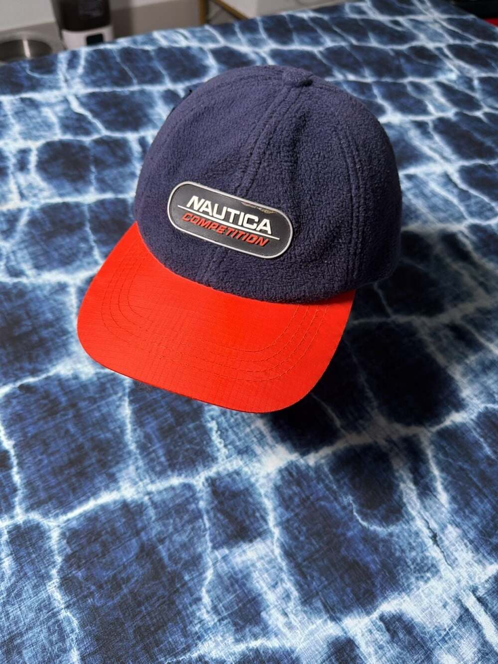 Vintage Nautica Competition Nautech Fleece Strapback Hat Navy And Orange